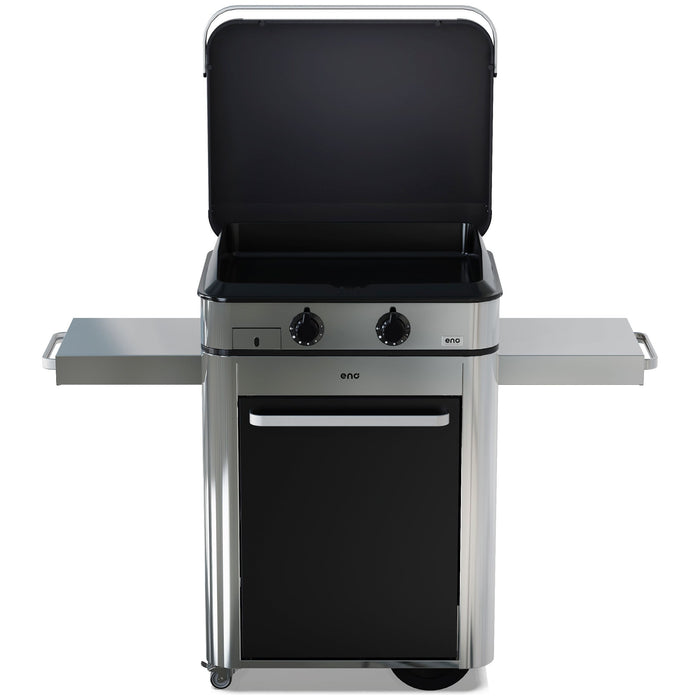 Combo Enosign 2 Burner Gas Plancha on Cart - Black & Stainless