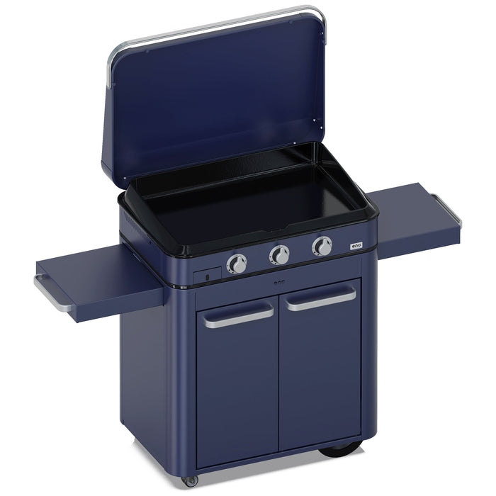 Combo Enosign 3 Burner Gas Plancha on Cart - Navy Blue