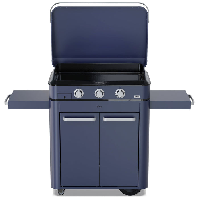 Combo Enosign 3 Burner Gas Plancha on Cart - Navy Blue