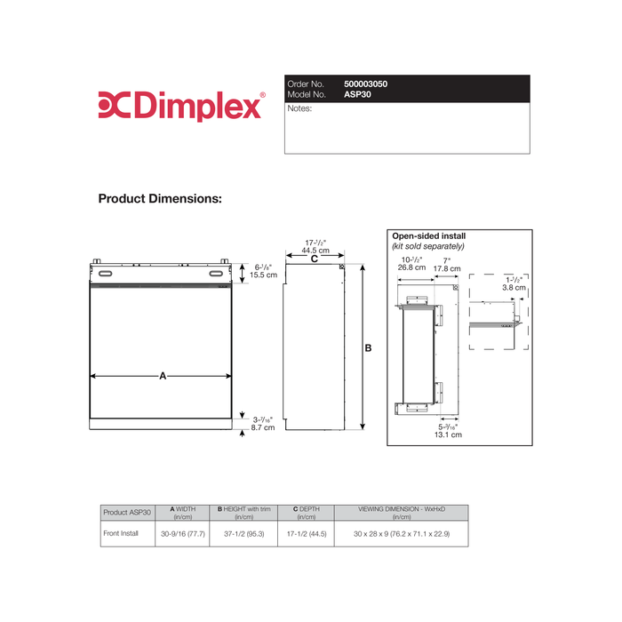 Dimplex Ignite Aspire 30" Electric Fireplace