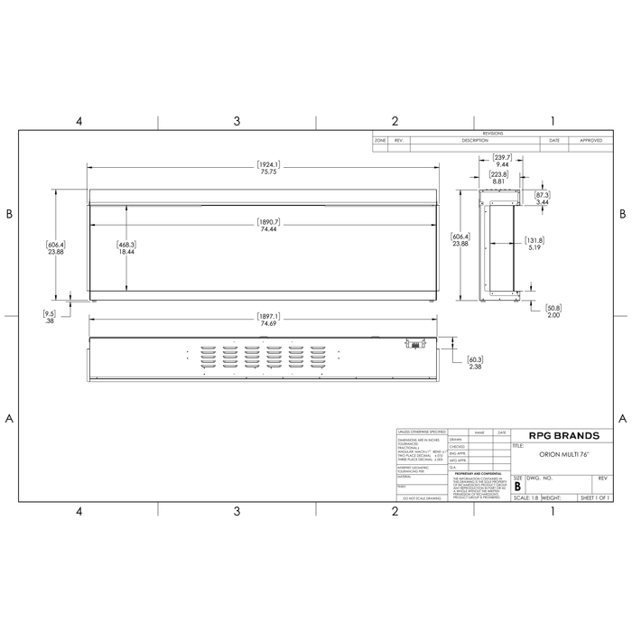 Modern Flames Orion Multi Electric Fireplace - 76"