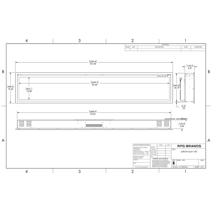 Modern Flames Orion Slim Electric Fireplace - 100"