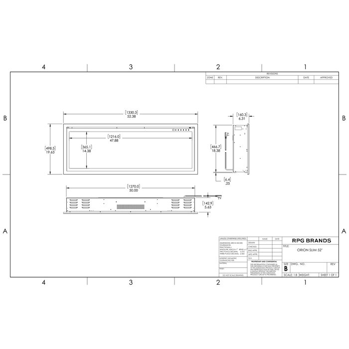 Modern Flames Orion Slim Electric Fireplace - 52"