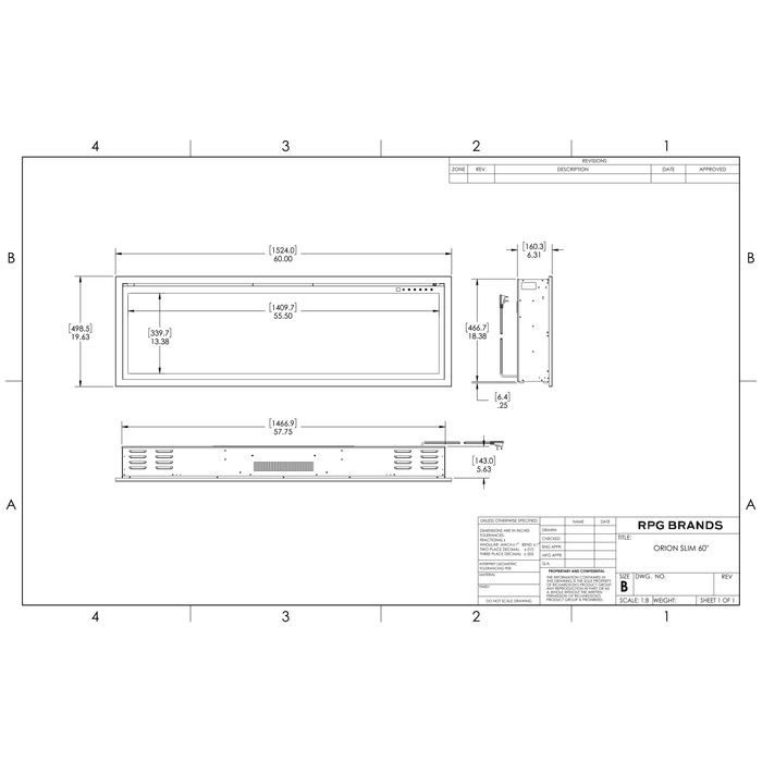 Modern Flames Orion Slim Electric Fireplace - 60"