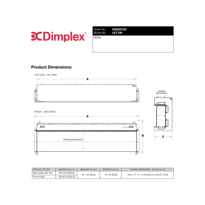 Dimplex Ignite Ultra 100" Built-In Electric Fireplace