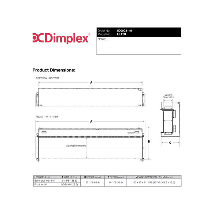 Dimplex Ignite Ultra 50" Built-In Electric Fireplace