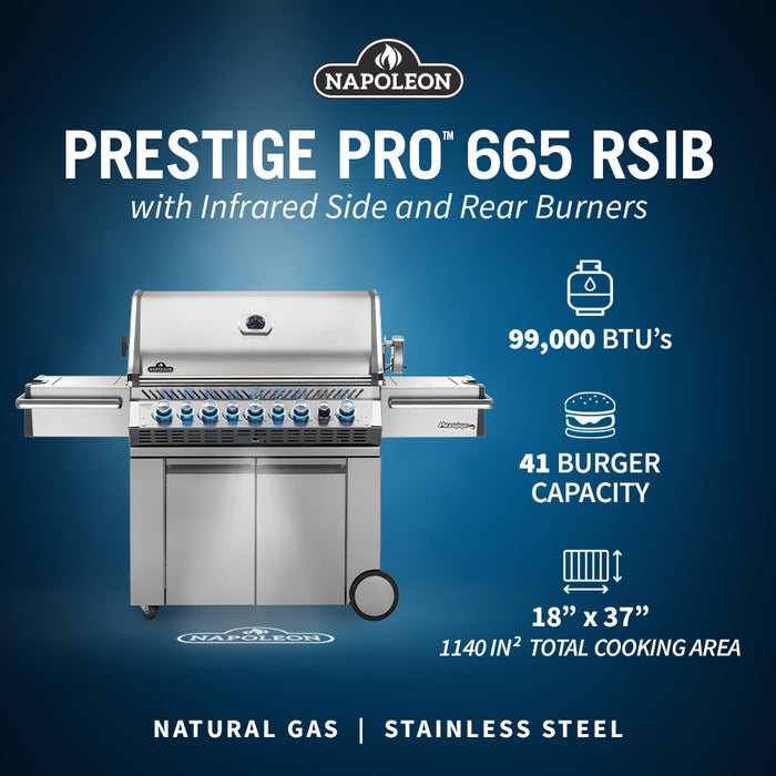 Prestige PRO 665 Natural Gas Grill with Infrared Rear and Side